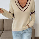 Large Retro Stripe Vneck Sweater