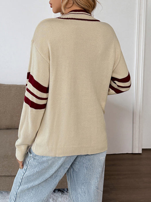 Retro Stripe Vneck Sweater