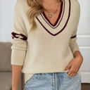 Large Retro Stripe Vneck Sweater