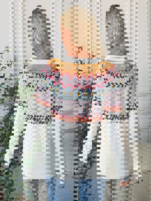 Colorful Fair Isle Geometric Sweater