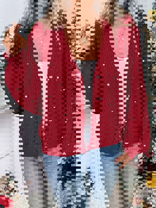 Pearl Detail Sweater Cardigan