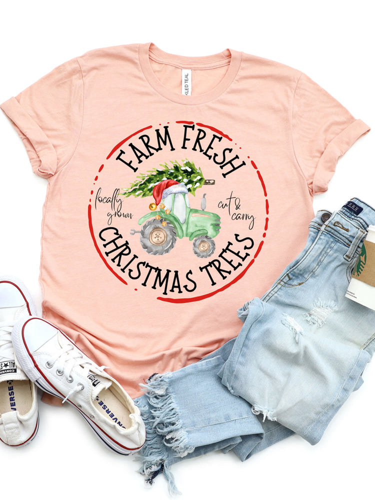 Farm Fresh Christmas Trees Tractor Graphic Tee