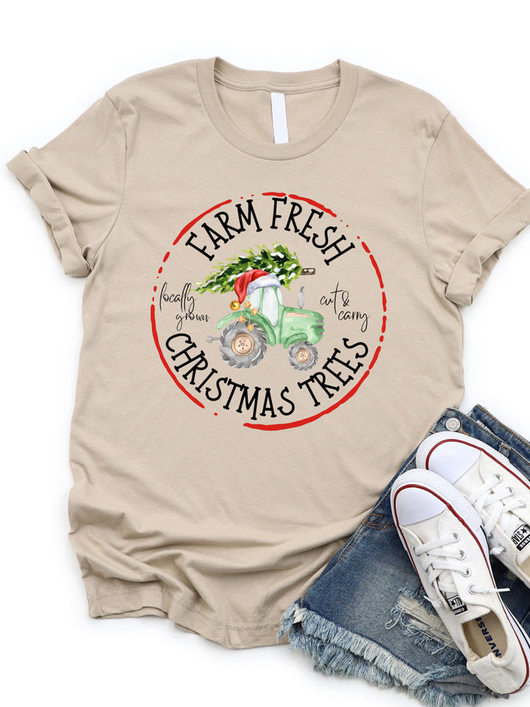 Farm Fresh Christmas Trees Tractor Graphic Tee