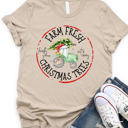 XL Tan Farm Fresh Christmas Trees Tractor Graphic Tee