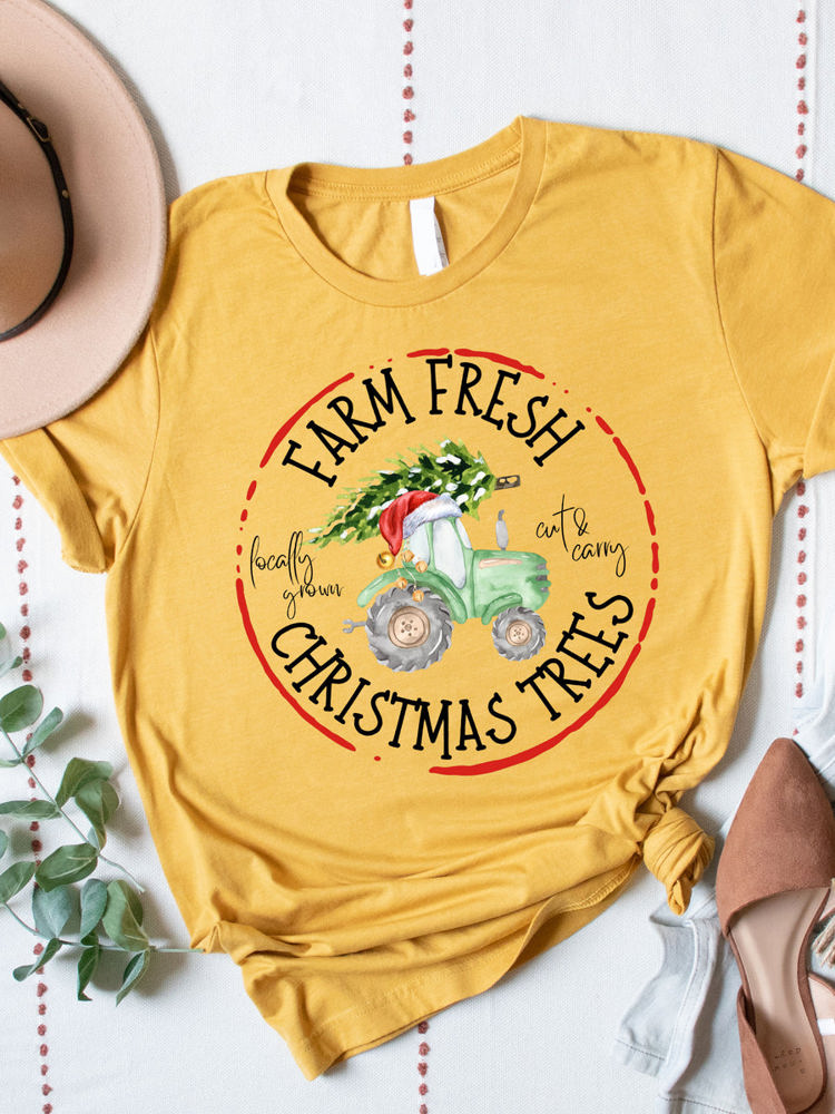 Farm Fresh Christmas Trees Tractor Graphic Tee