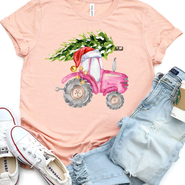 Christmas Tree Tractor Graphic Tee