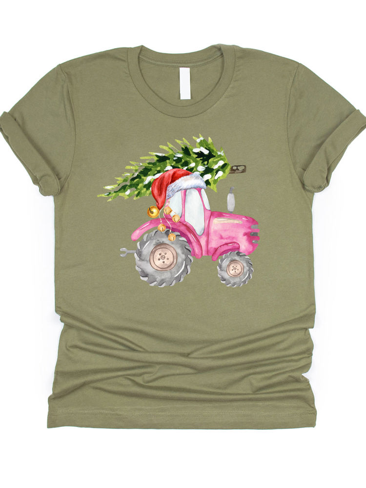 Christmas Tree Tractor Graphic Tee