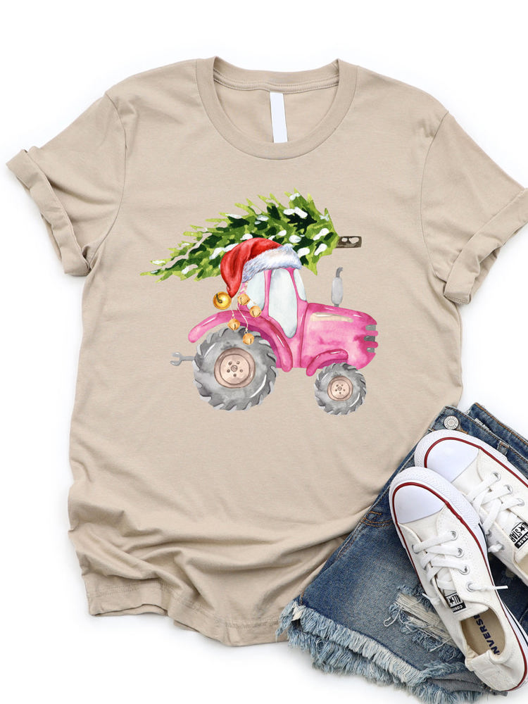 Christmas Tree Tractor Graphic Tee