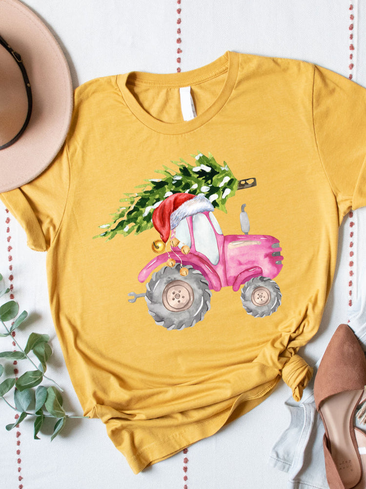 Christmas Tree Tractor Graphic Tee