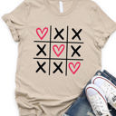 Large Tan Tic Tac Toe Valentine Graphic Tee