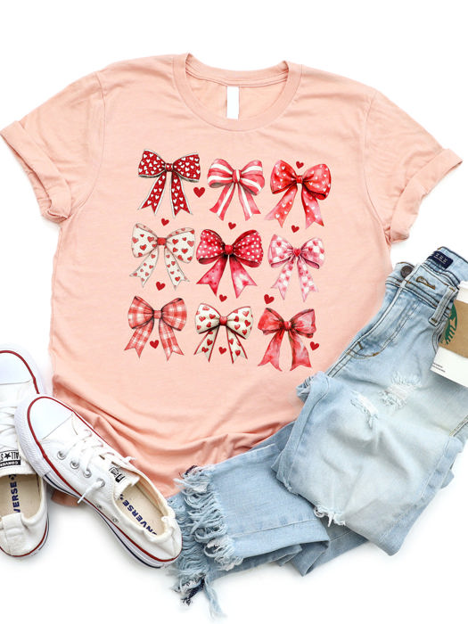 Valentine Patterned Bows Graphic Tee