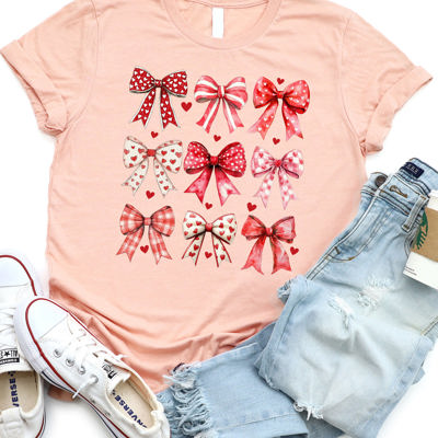 Valentine Patterned Bows Graphic Tee