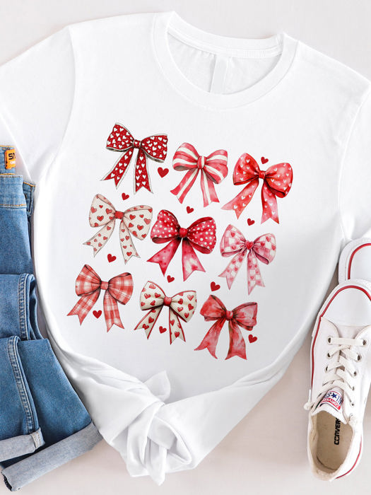 Valentine Patterned Bows Graphic Tee