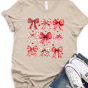 Medium Tan Valentine Patterned Bows Graphic Tee