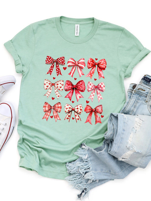 Valentine Patterned Bows Graphic Tee