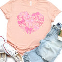 Large Peach Coquette Bow Heart Graphic Tee