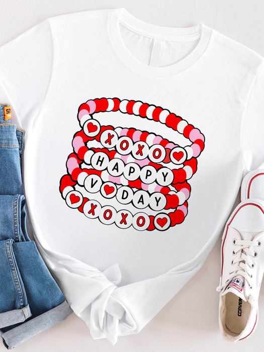 Happy V-day Beaded Bracelets Graphic Tee