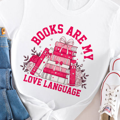 Books Are My Love Language Valentine Graphic Tee