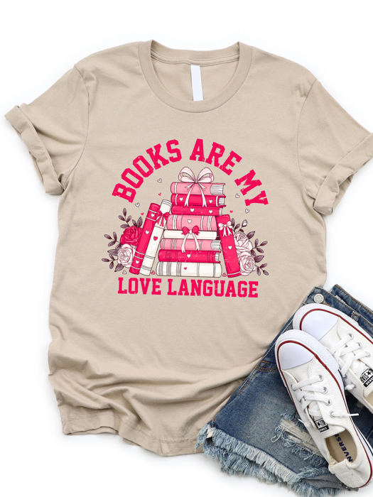 Books Are My Love Language Valentine Graphic Tee