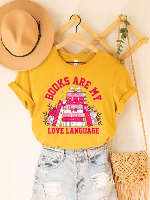 Books Are My Love Language Valentine Graphic Tee