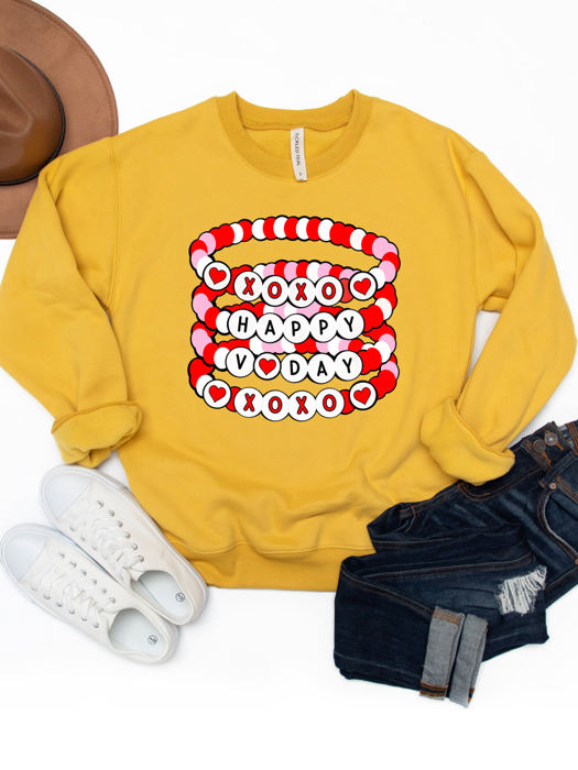 Happy V-day Beaded Bracelets Graphic Sweatshirt