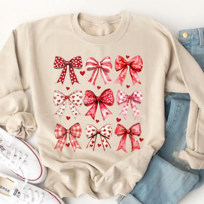 Patterned Valentine Bows Graphic Sweatshirt