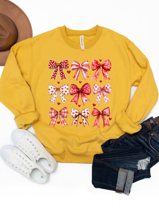 Patterned Valentine Bows Graphic Sweatshirt