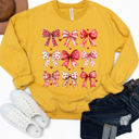 Medium Yellow Patterned Valentine Bows Graphic Sweatshirt