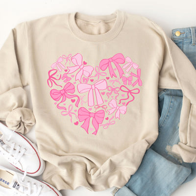 Coquette Bow Heart Graphic Sweatshirt