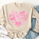 Medium Tan Coquette Bow Heart Graphic Sweatshirt