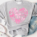 Medium Gray Coquette Bow Heart Graphic Sweatshirt