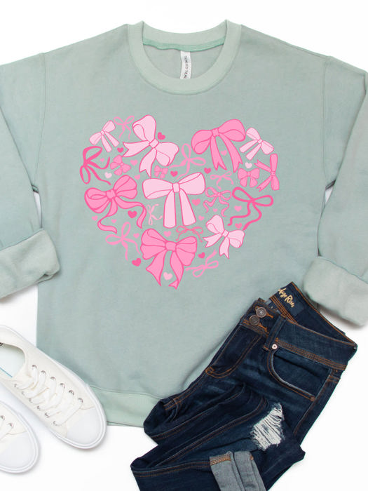 Coquette Bow Heart Graphic Sweatshirt