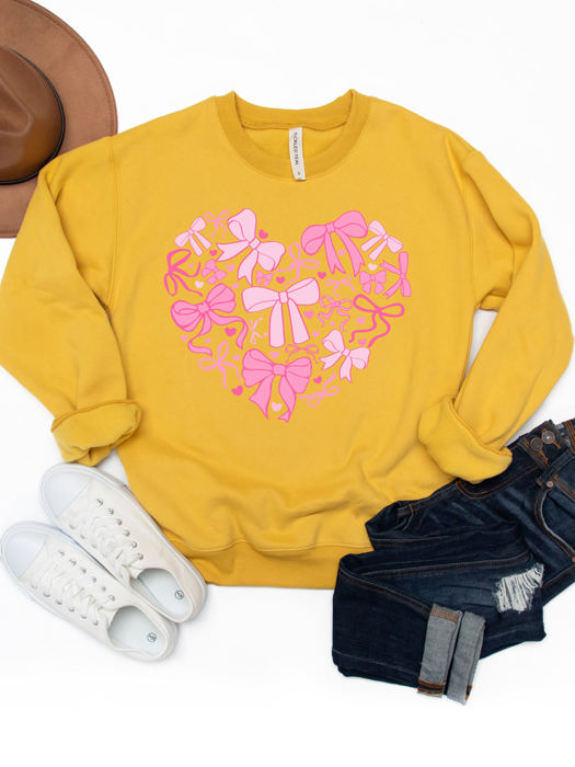 Coquette Bow Heart Graphic Sweatshirt