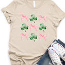 Medium Tan Bows & Clover Graphic Tee