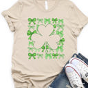 Medium Tan Clover & Bows Graphic Tee