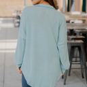 Medium Blue Open Waffle Knit Oversized Button Up