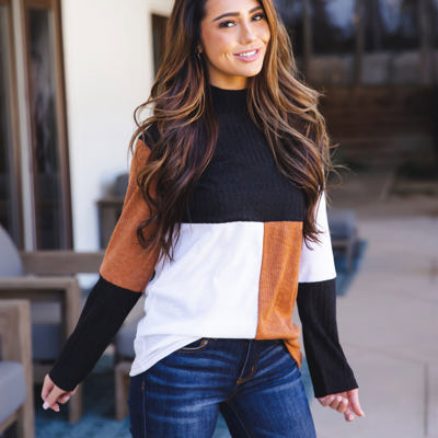 Tri-color Mockneck Emrie Top
