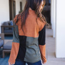 Large Orange Black Olive Tri-color Mockneck Emrie Top