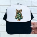  Cheetah Print Bow Christmas Tree Trucker Hat