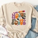 Medium Tan Hocus Focus Teacher Graphic Sweatshirt