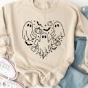 Large Tan Ghost Heart Graphic Sweatshirt