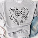 Large Gray Ghost Heart Graphic Sweatshirt