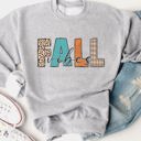 Large Gray Fall Vibes Graphic Sweatshirt