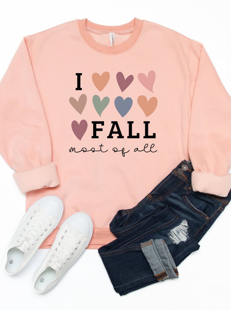 I Love Fall Most Of All Hearts Graphic Sweatshirt