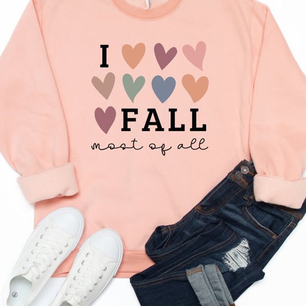 I Love Fall Most Of All Hearts Graphic Sweatshirt