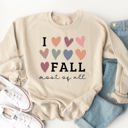 Small Tan I Love Fall Most Of All Hearts Graphic Sweatshirt