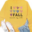 Large Yellow I Love Fall Most Of All Hearts Graphic Sweatshirt