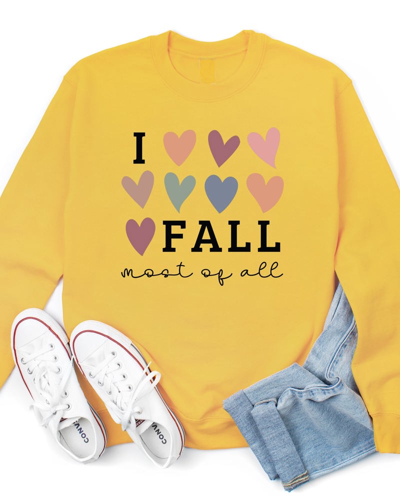 I Love Fall Most Of All Hearts Graphic Sweatshirt