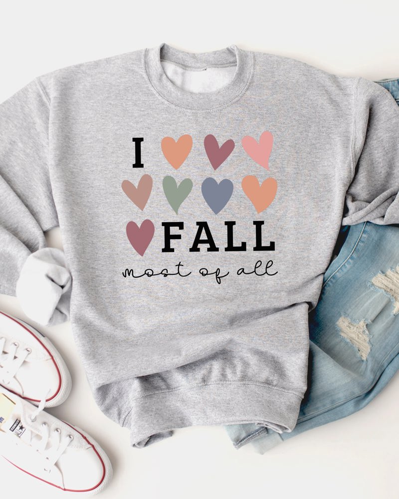 I Love Fall Most Of All Hearts Graphic Sweatshirt