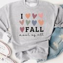 Large Gray I Love Fall Most Of All Hearts Graphic Sweatshirt